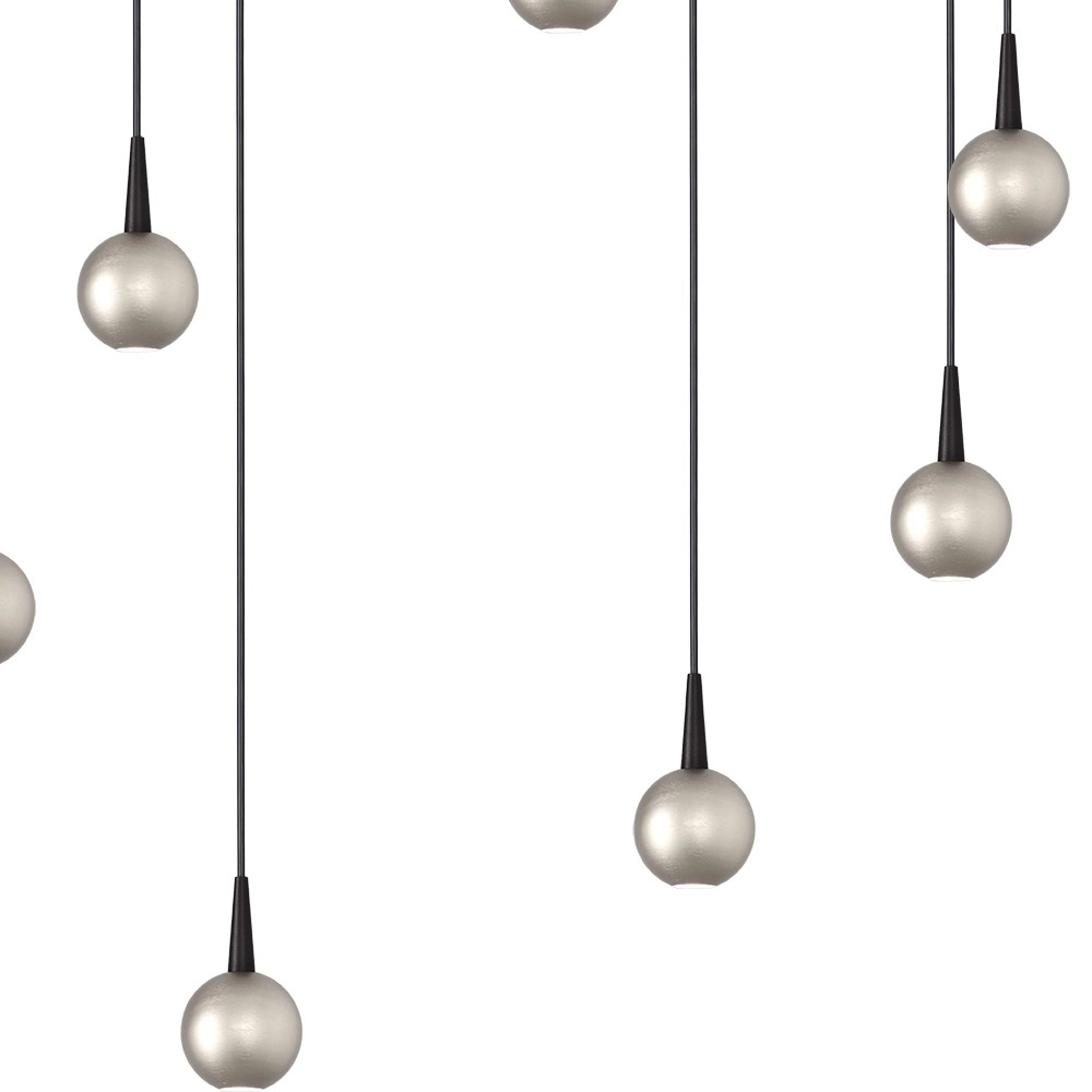 7-lichts hanglamp Talana zwart met nikkel Ø 50cm DTW Masterlight 8718121352305