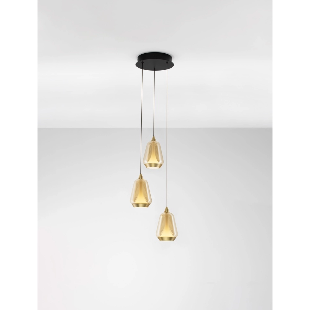 Design hanglamp Alish 3-lichts amber glas Lyora 5212017477712