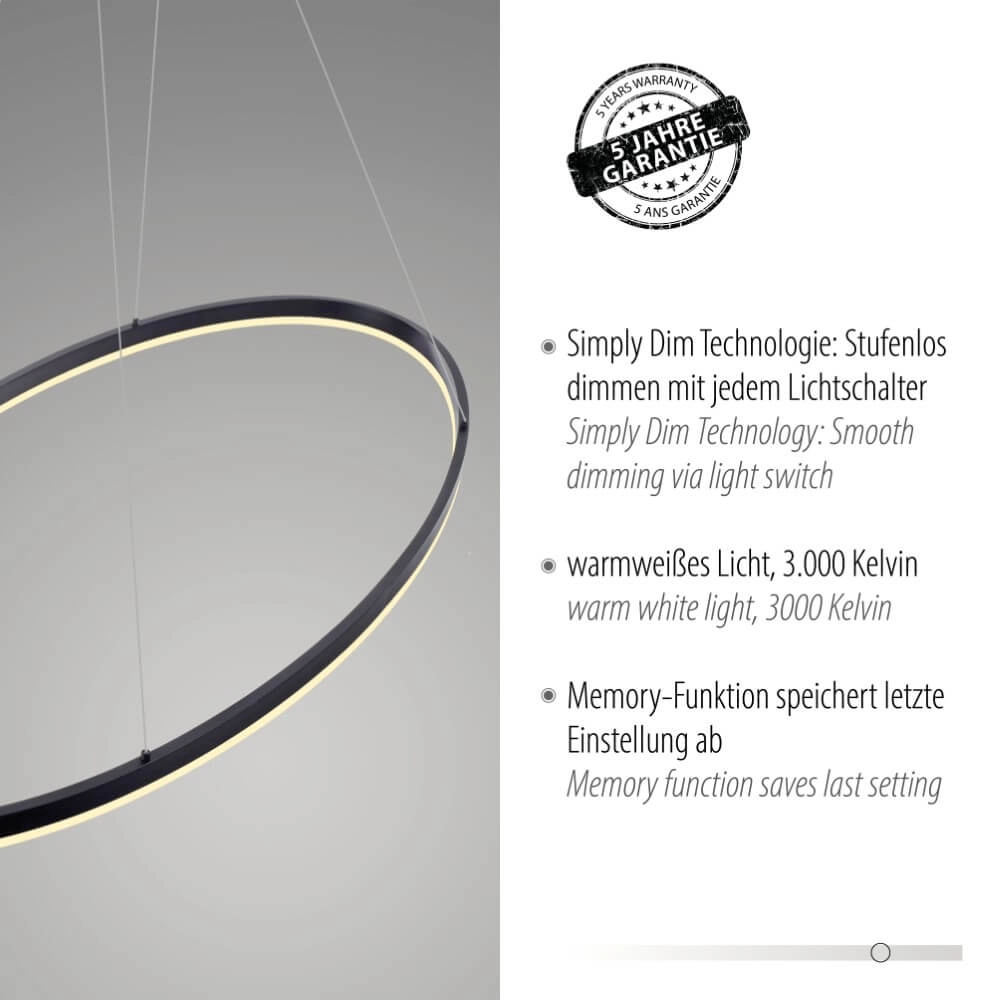 Antraciete hanglamp Titus Ø 118cm Paul Neuhaus 4012248375228