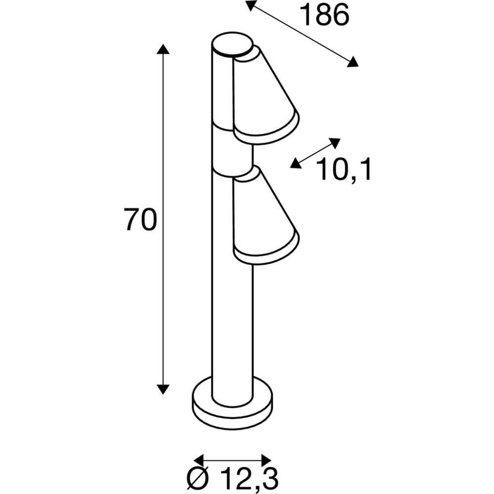 Padverlichting T-Tube 70 Pole 70cm zwart dubbel SLV 4024163291569