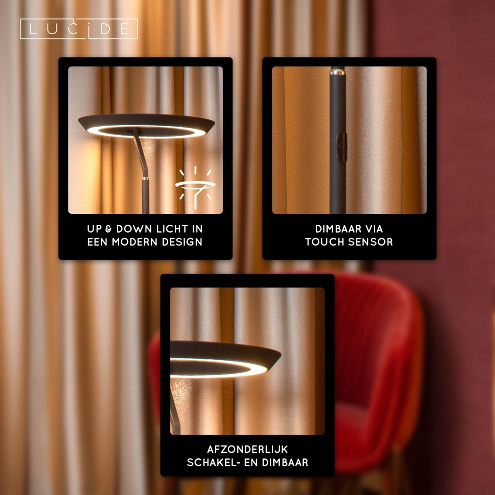 Design vloerlamp Celeste zwart Ø 28cm Lucide 5411212031938
