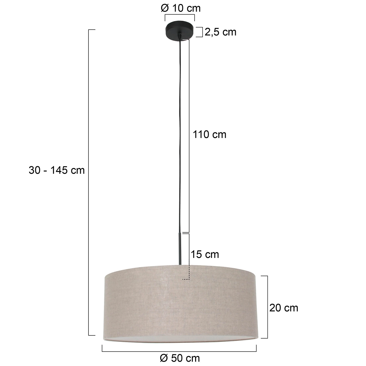 Hanglamp Sparkled 50cm met taupe kap Steinhauer 8712746146257