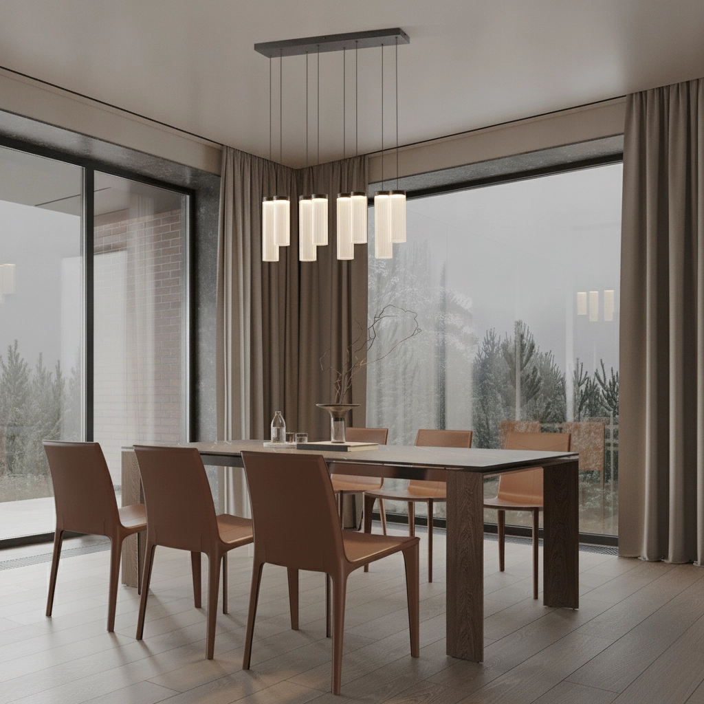 Design hanglamp Brielle antraciet met mokka glas 8-lichts