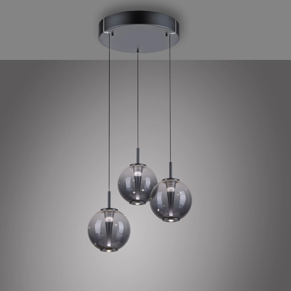 Vide hanglamp Pure E-Infinty mystic grey met smoke glas Paul Neuhaus 4012248398173