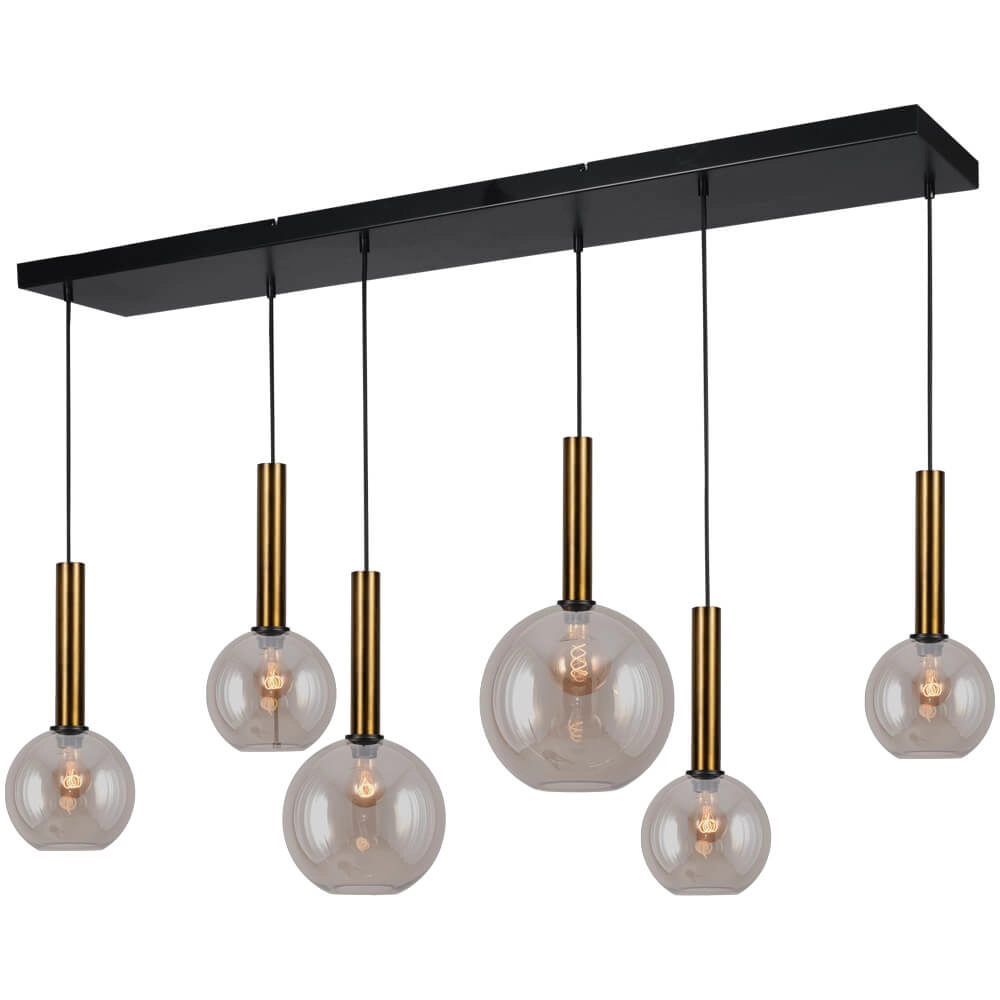 Hanglamp Bella 2 Antiek messing met goud glas