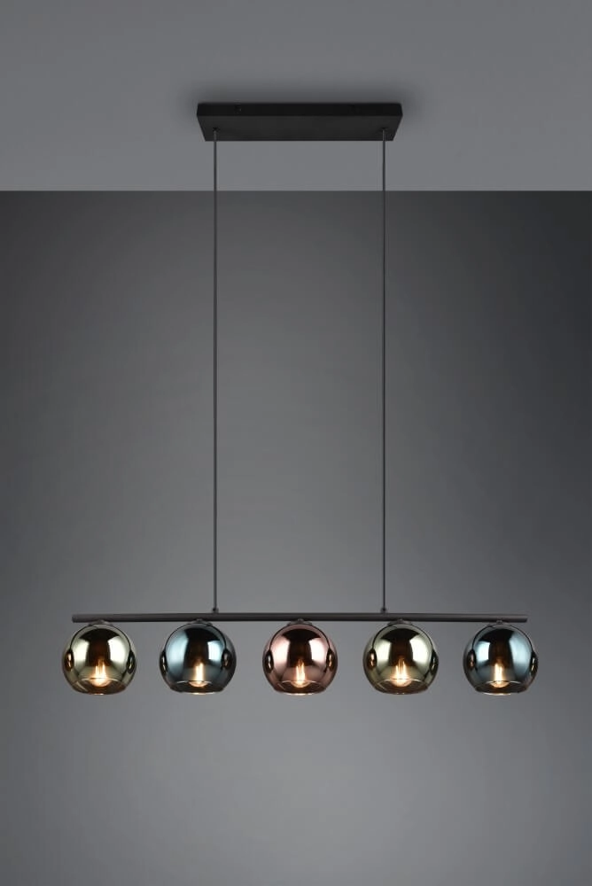 Design hanglamp Sheldon zwart met smoke glas Trio 4017807585254
