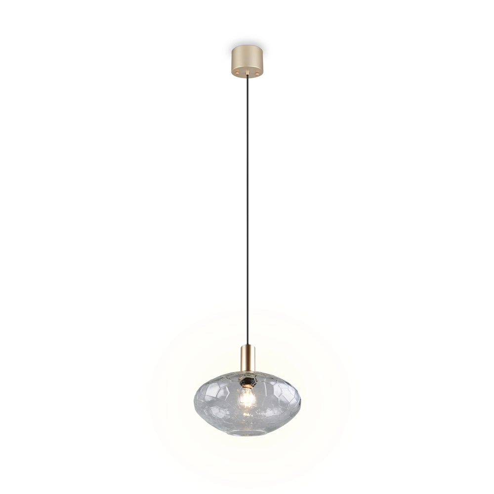 Hanglamp Emelie goud met smoke glas