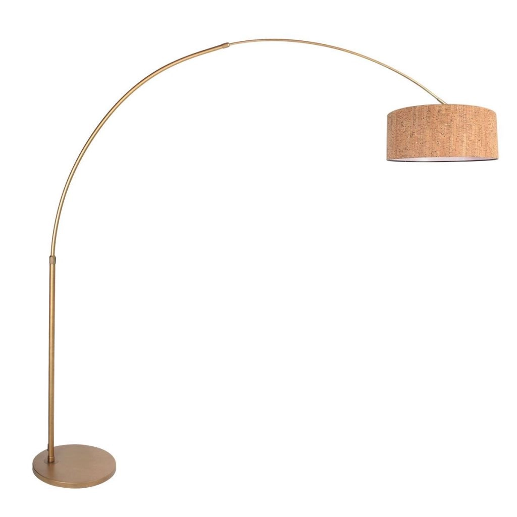 Bronzen vloerlamp Sparkled Light met kurk kap Ø50cm