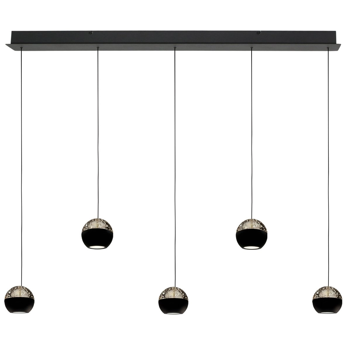 5-licht eettafel hanglamp Belluno led - zwart met glas Steinhauer 8712746183900