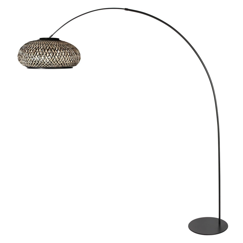 Booglamp Curve zwart met rotan kap Steinhauer 8712746179576