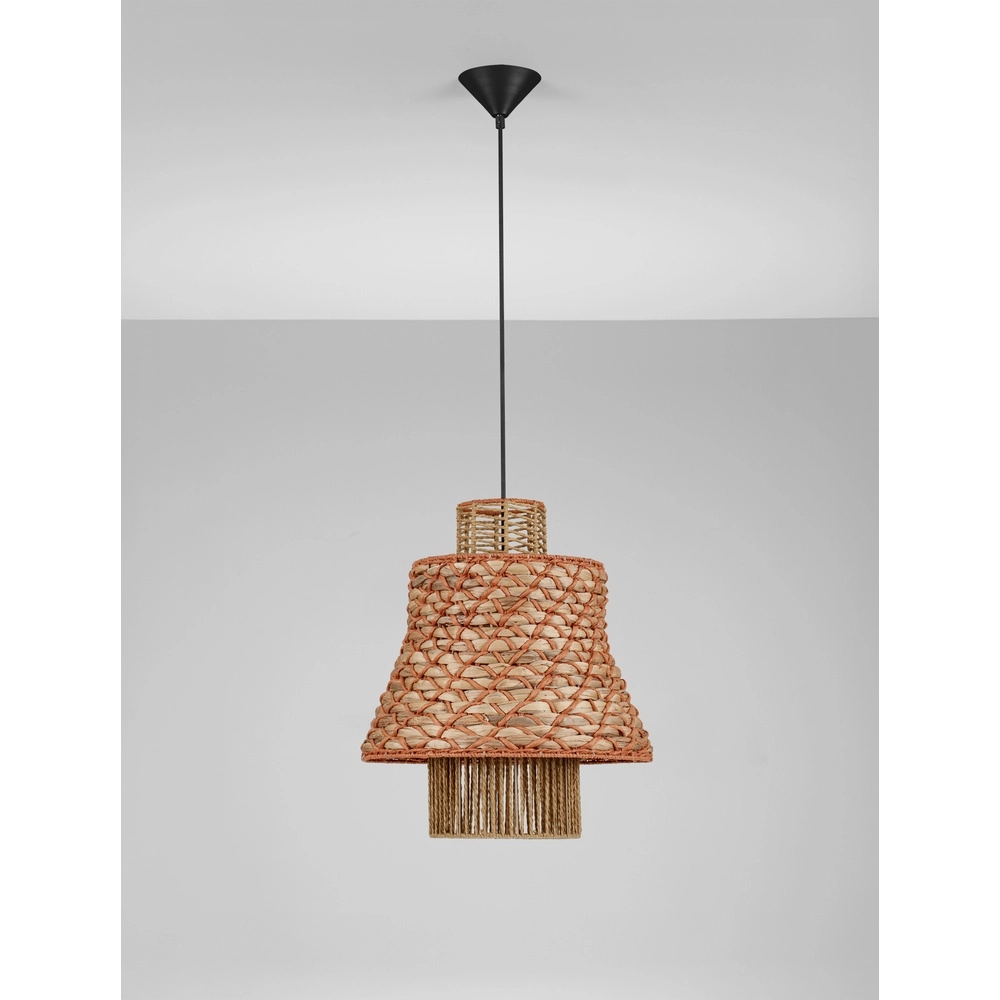 Rotan hanglamp Mande bruin met oranje Lyora 5212017477378