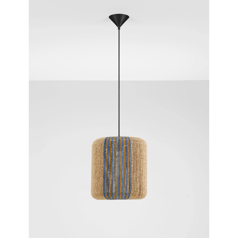 Hanglamp Abby Ø 33cm blauw met bruin Lyora 5212017477316