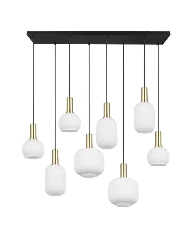 Eetkamer hanglamp Diva 8-lichts - wit glas Trio 4017807614527