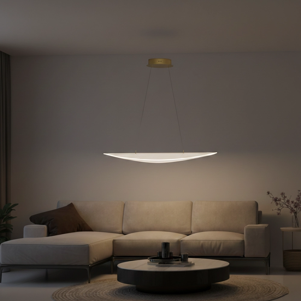 Hanglamp Agos goud met kunststof breed