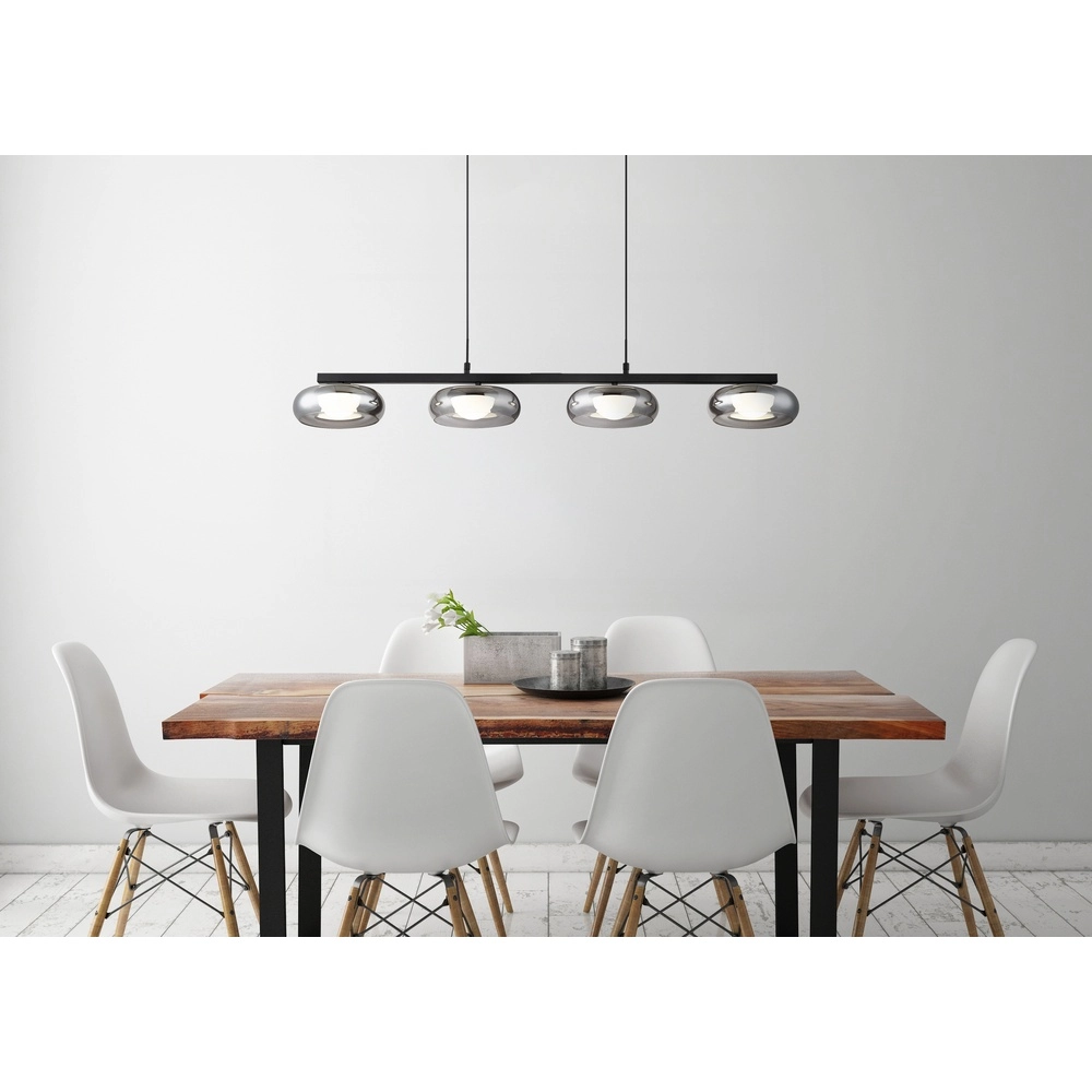 Design hanglamp Carlene 4-lichts zwart Globo 9007371569182