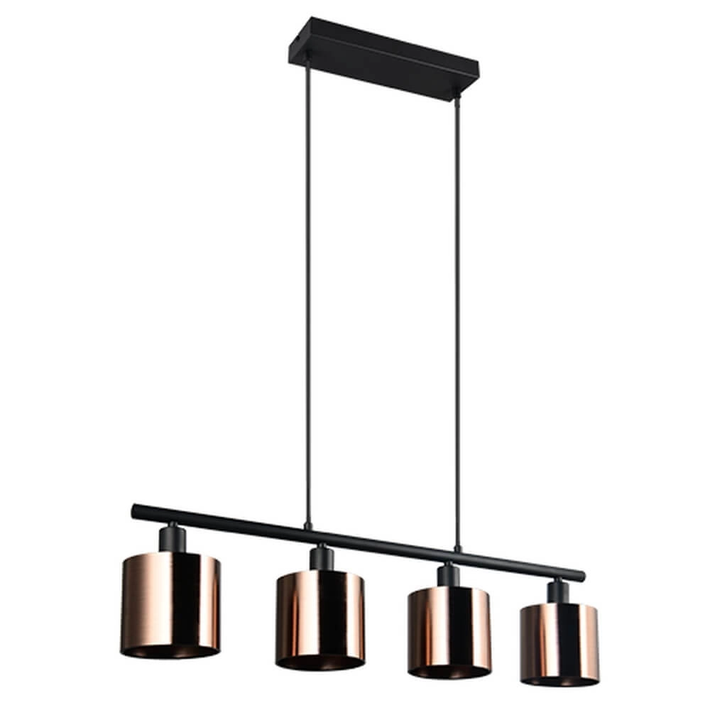 4-lichts hanglamp Jason zwart met koper brons Trio 4017807641172