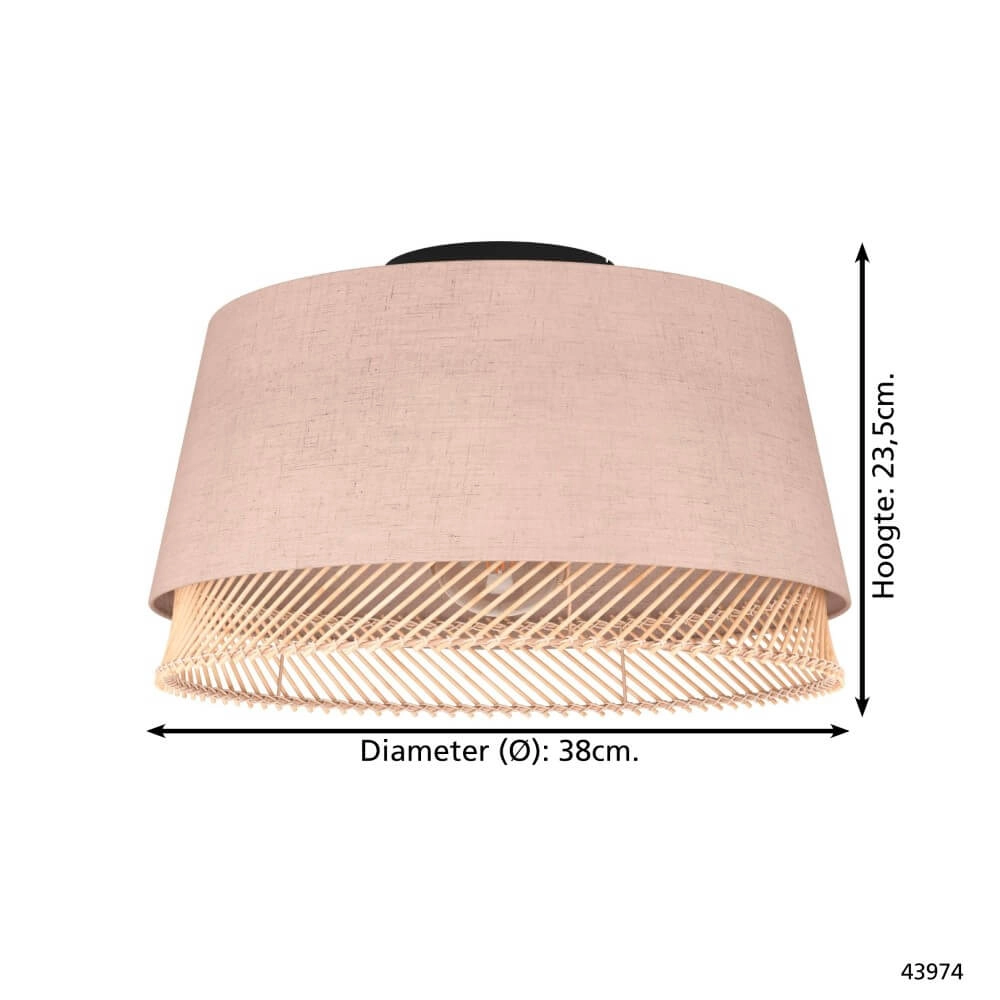 Plafondlamp Tabley Ø 38cm - linnen met rotan Eglo 9002759439743