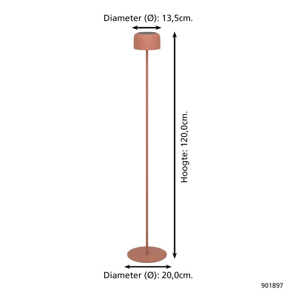 Strakke terraslamp Roccanova solar rood met usb Eglo 9008606355105