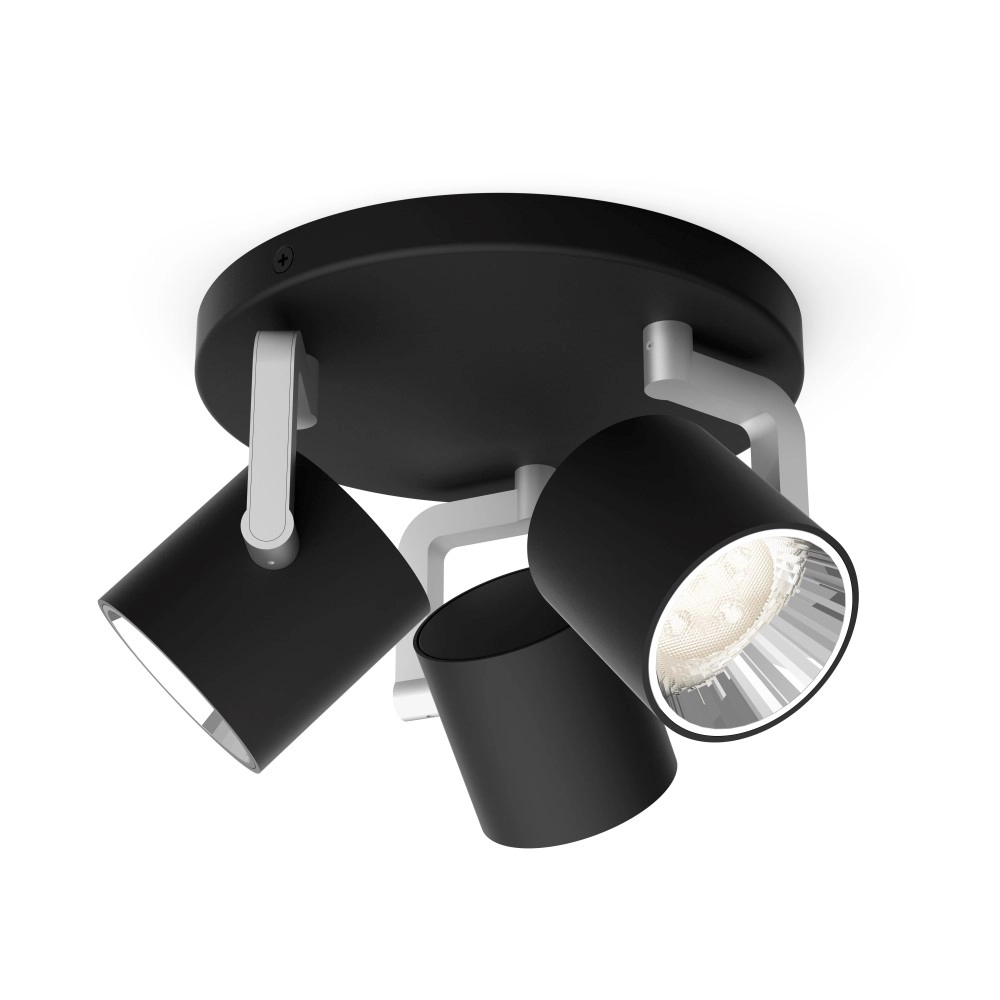 Strakke opbouwspot Byrl 3-lichts zwart