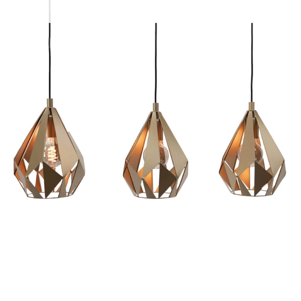 Gouden Carlton 3-lichts hanglamp Eglo 9002759439095