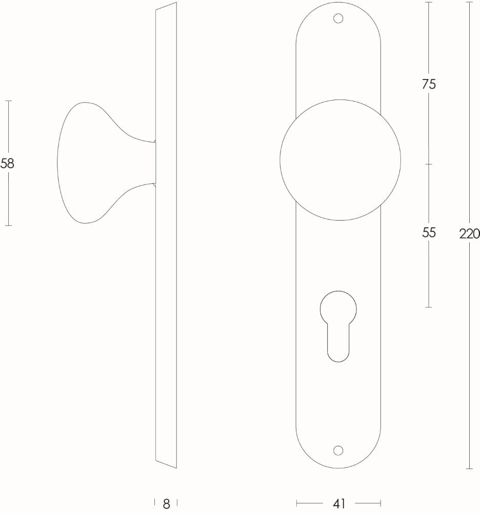 Deurknop Paddenstoel PC 55mm RVS Intersteel 8714186039717
