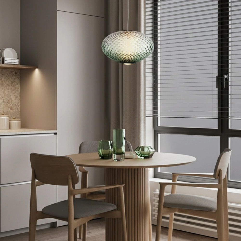 Hanglamp Aora ovaal groen glas