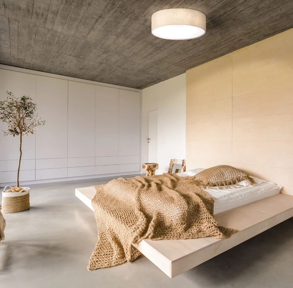 Ø 60cm plafondlamp Thor met zandkleur linnen Fischer & Honsel 4003694209137