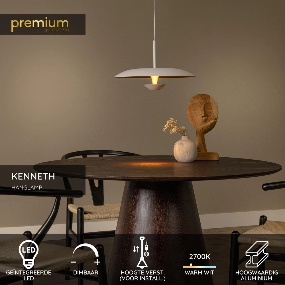 Design hanglamp Kenneth wit Ø 40cm Premium by Lucide 5411212410474