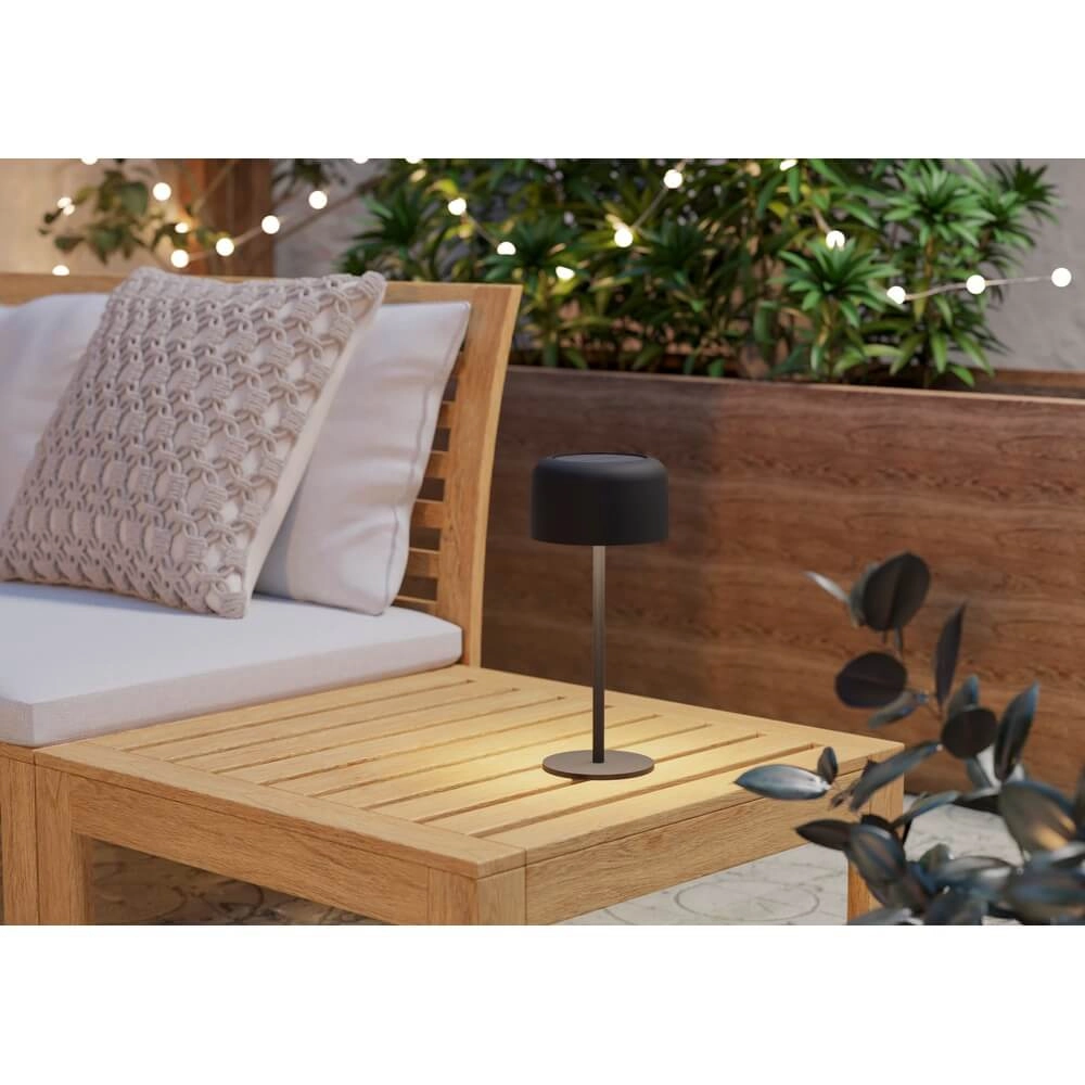 Strakke tafellamp Roccanova solar zwart met usb Eglo 9008606355037