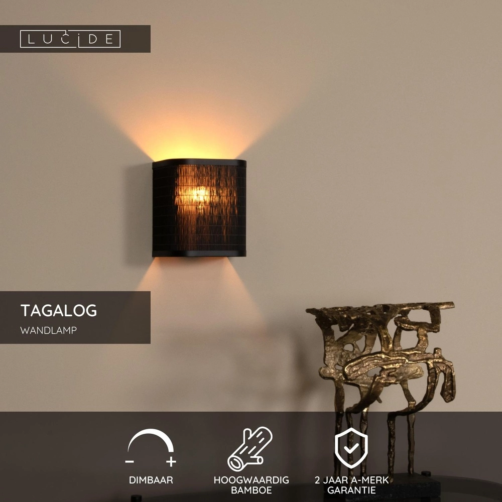 Wandlamp Tagalog zwart Lucide 5411212211613