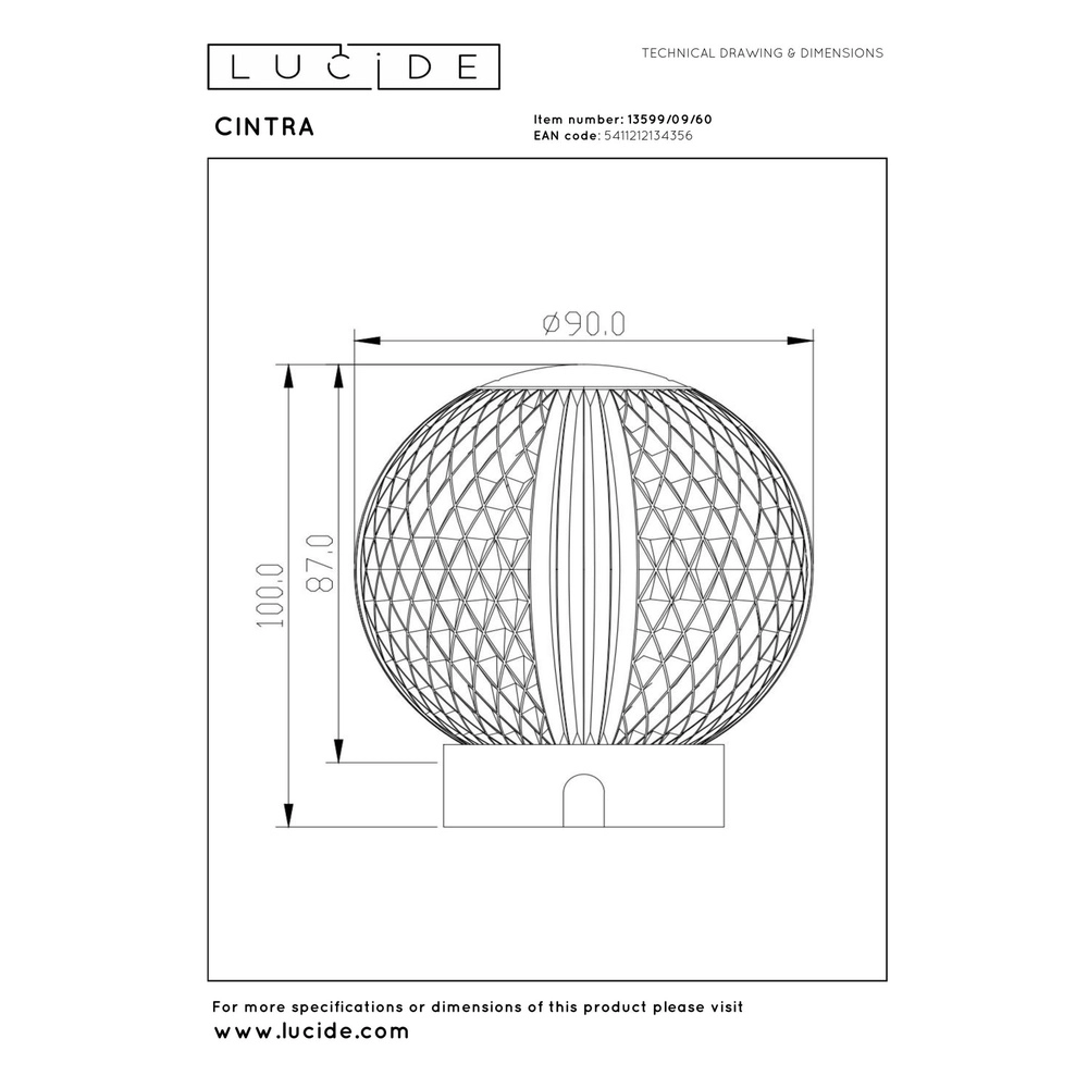 Gouden tafellampje Cintra oplaadbaar Ø 9cm - 3000K Lucide 5411212134356
