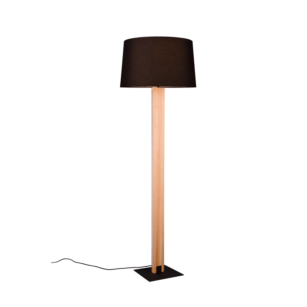 Vloerlamp Rahul design zwart met hout Trio 4017807600476