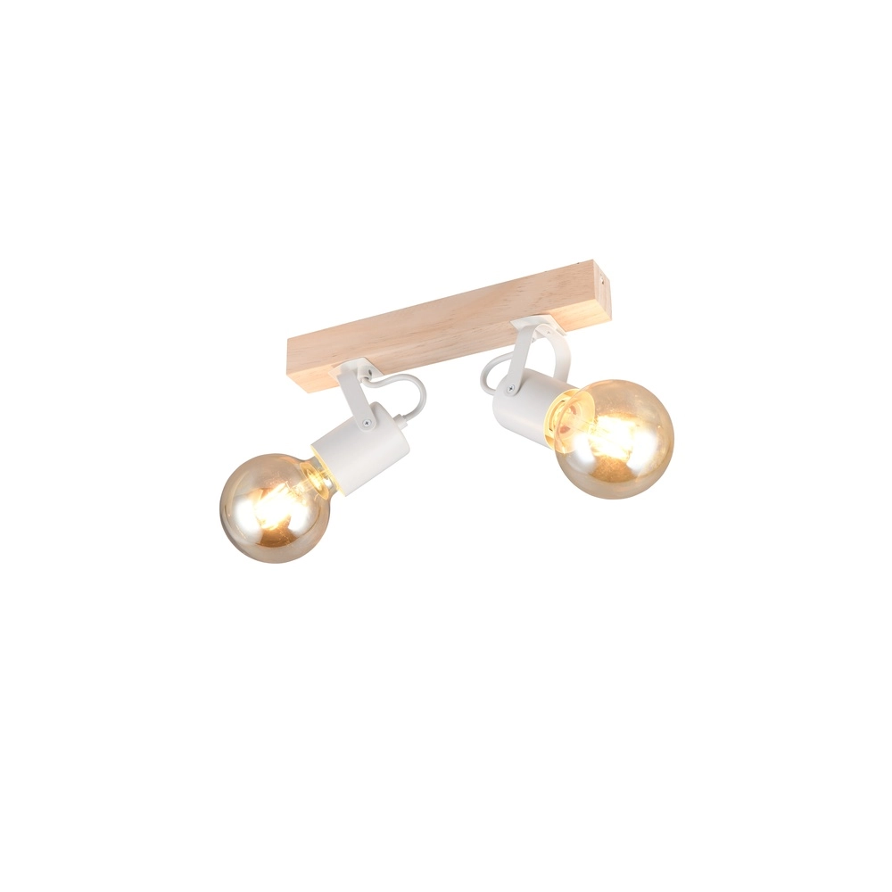 Plafondlamp dubbel Lynar wit met hout Trio 4017807670745
