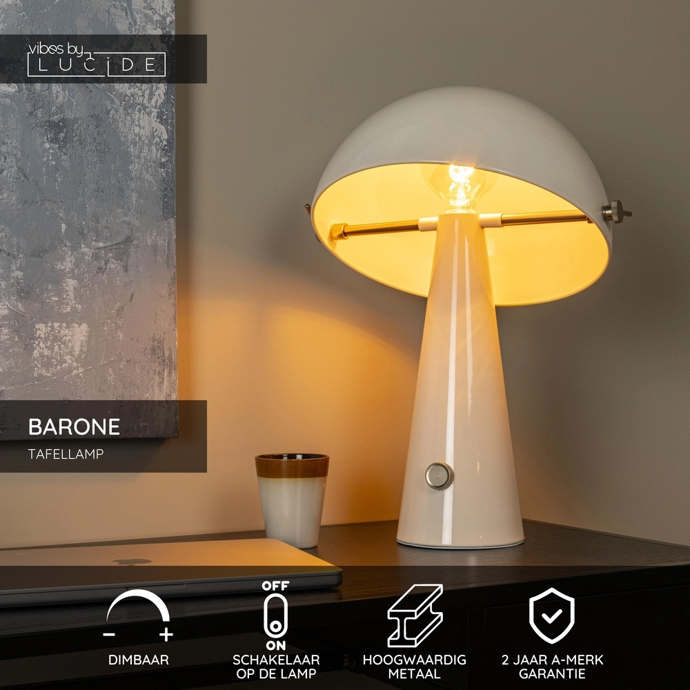 Tafellamp Barone crème 38cm Lucide Vibes 5411212650108