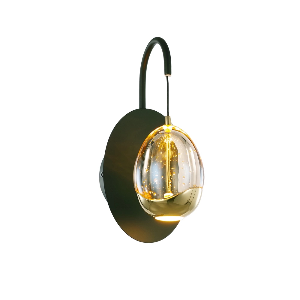 Wandlamp Golden Egg zwart enkel