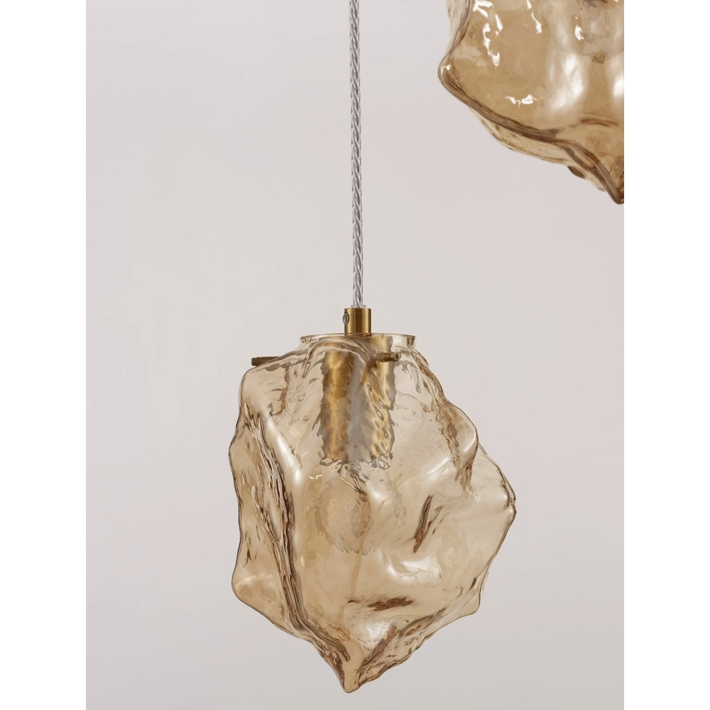 Hanglamp Odelle 3-lichts goud met amber glas Lyora 5212017434395