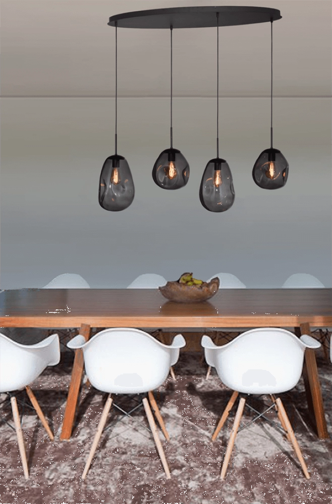 Hanglamp Lava Oval 4x smoke glas Masterlight 8718121290102