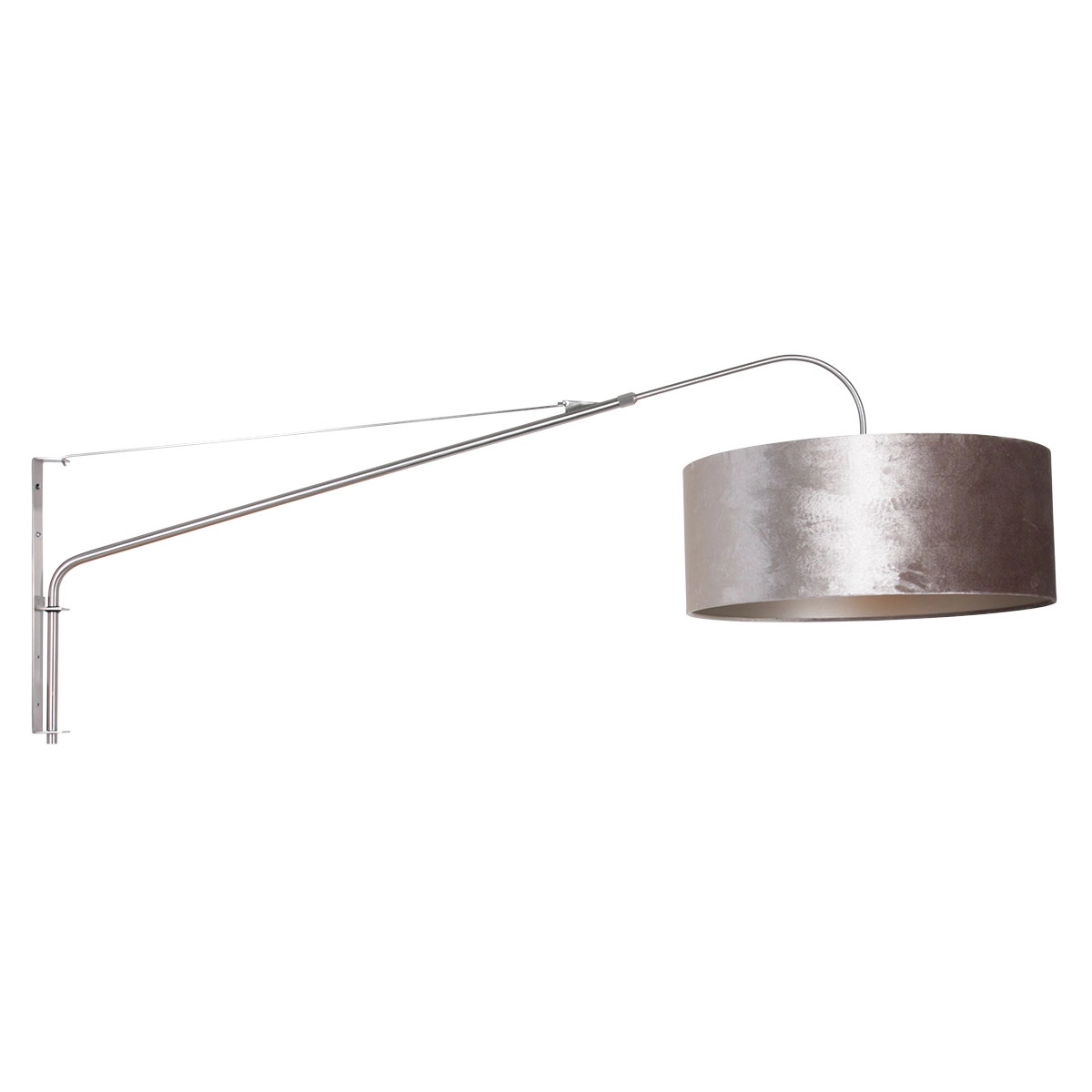 Wandlamp Elegant Classy 50cm RVS met taupe velourse kap