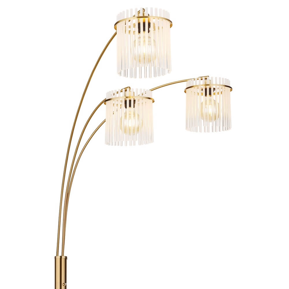 Gouden vloerlamp Gorley met glas 3-lichts Globo 9007371481019