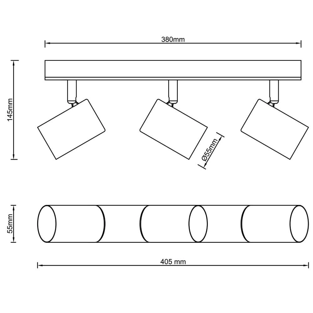 Plafondlamp Niels 3-lichts zwart met hout Brilliant 4004353412059