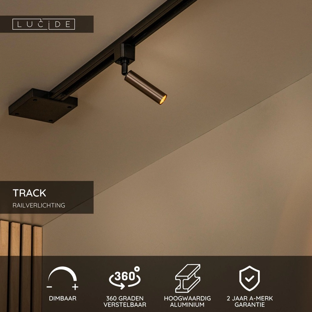 Railspot Track Keoni 1-fase koffie bruin Lucide 5411212094155