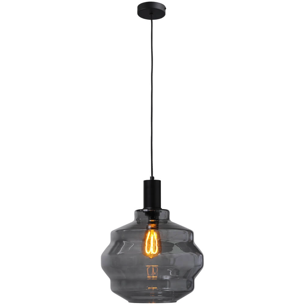 Hanglamp zwart Porto met Ball smoke glas - Ø 30cm Masterlight 8718121269290