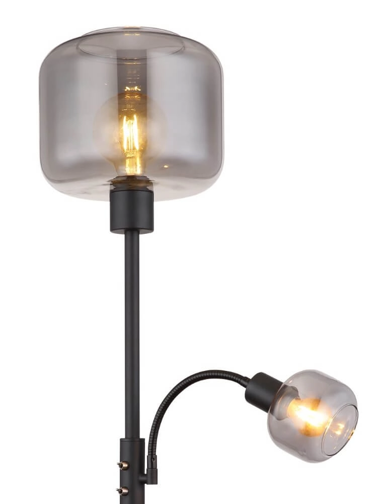 Zwarte vloerlamp Giuseppe smoke glas Globo 9007371438228
