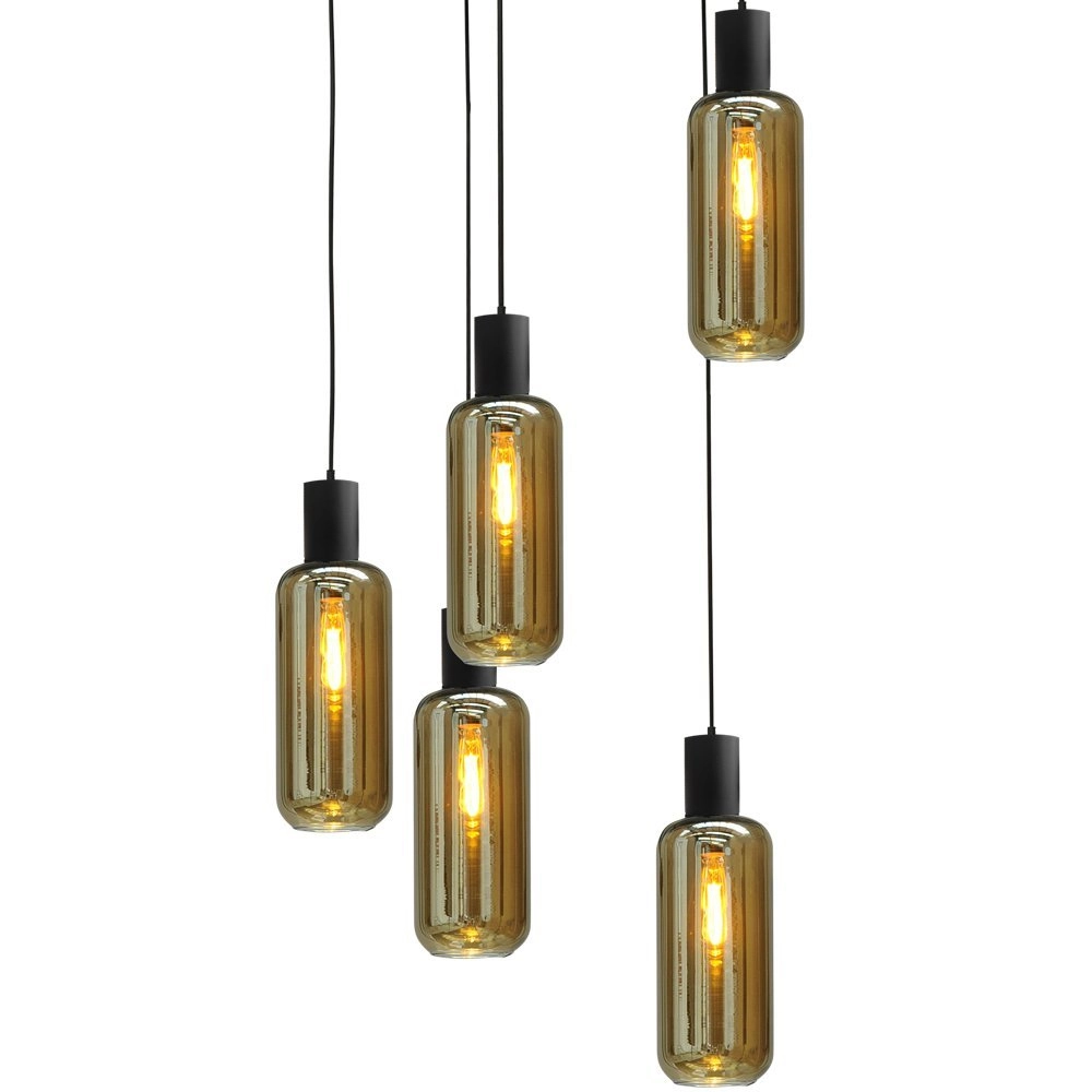 Hanglamp Bounty 5-lichts zwart Masterlight 8718121247793