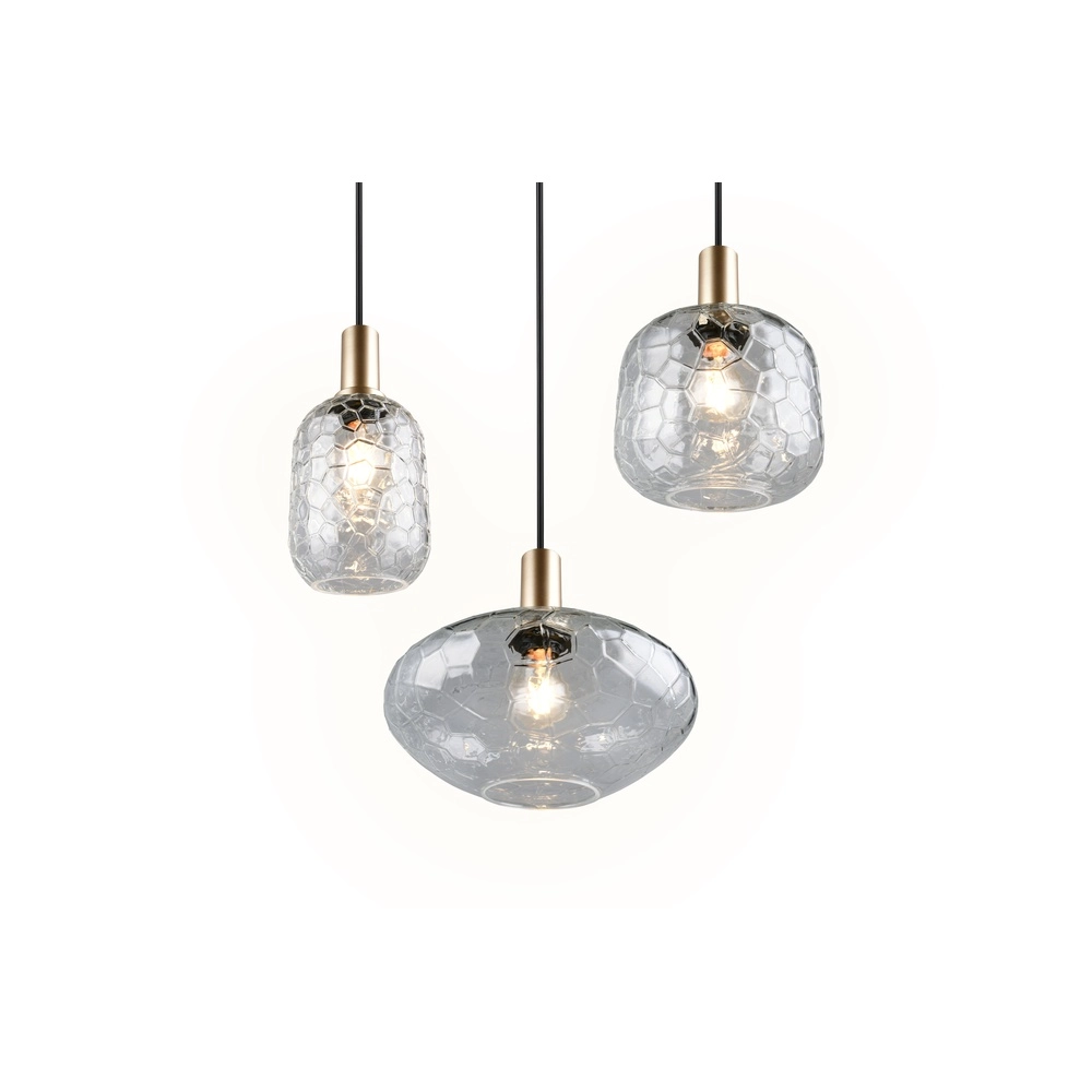 3-lichts hanglamp Emelie goud met smoke glas Trio 4017807702552