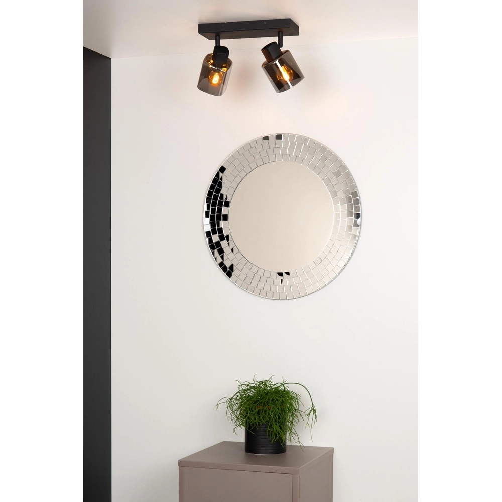 Plafondlamp Alion 2-lichts zwart met smoke glas Lucide 5411212176998