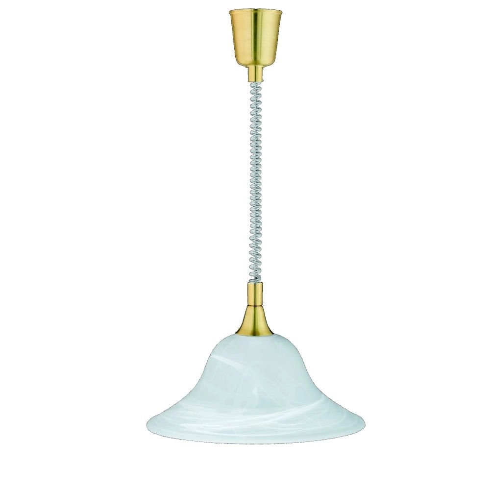 Hanglamp Met Kap Series 3407 goud met mintglas Hanglamp Met Kap Series 3407 goud met mintglas