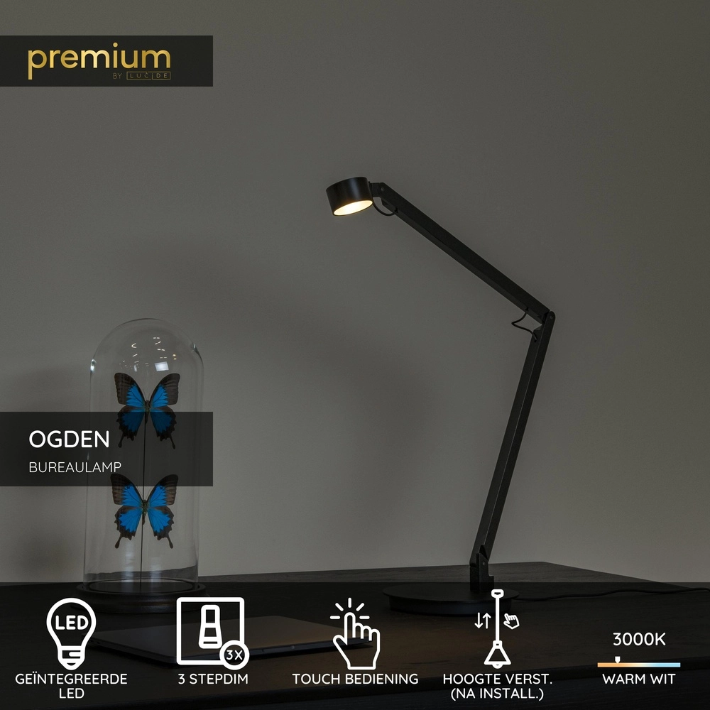 Bureaulamp Ogden zwart Premium by Lucide 5411212560292