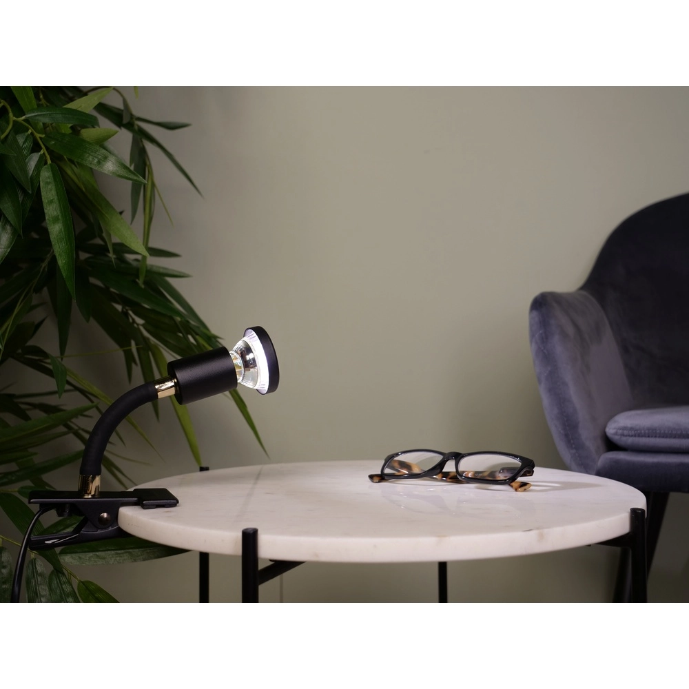 Klemspot Parrini schakelaar - zwart/messing - 1x GU10 Eglo 9002759316471