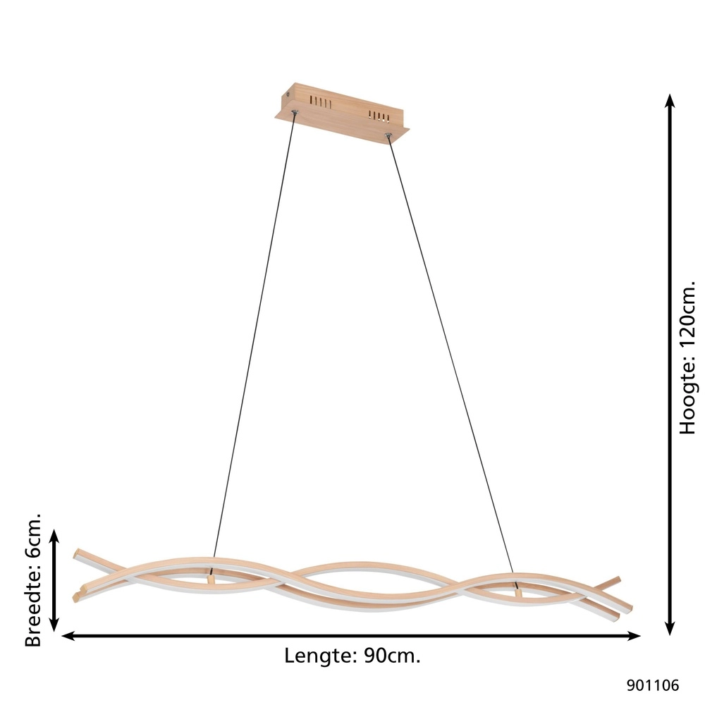 Houtlook led hanglamp Lasana 4 90cm Eglo 9008606310326